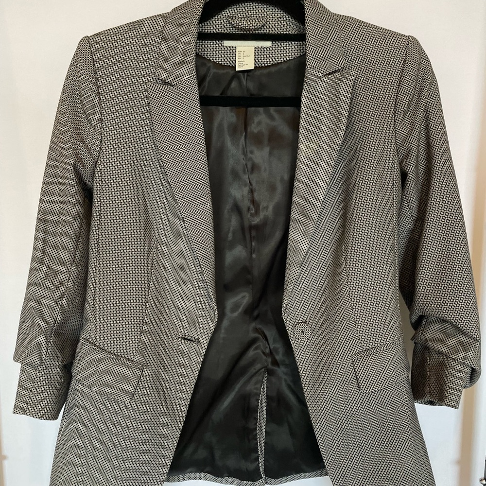 Gray Blazer with Subtle Pattern